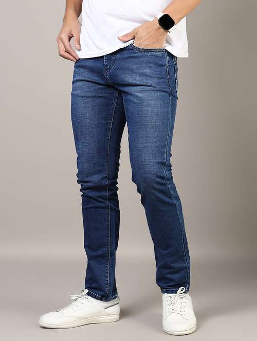 men washed mid rise full length denim jeans - 21855331 -  Standard Image - 0