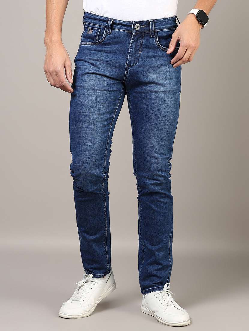 men washed mid rise full length denim jeans - 21855331 -  Standard Image - 1