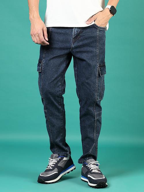 men blue plain mid rise jean - 21855337 -  Standard Image - 0