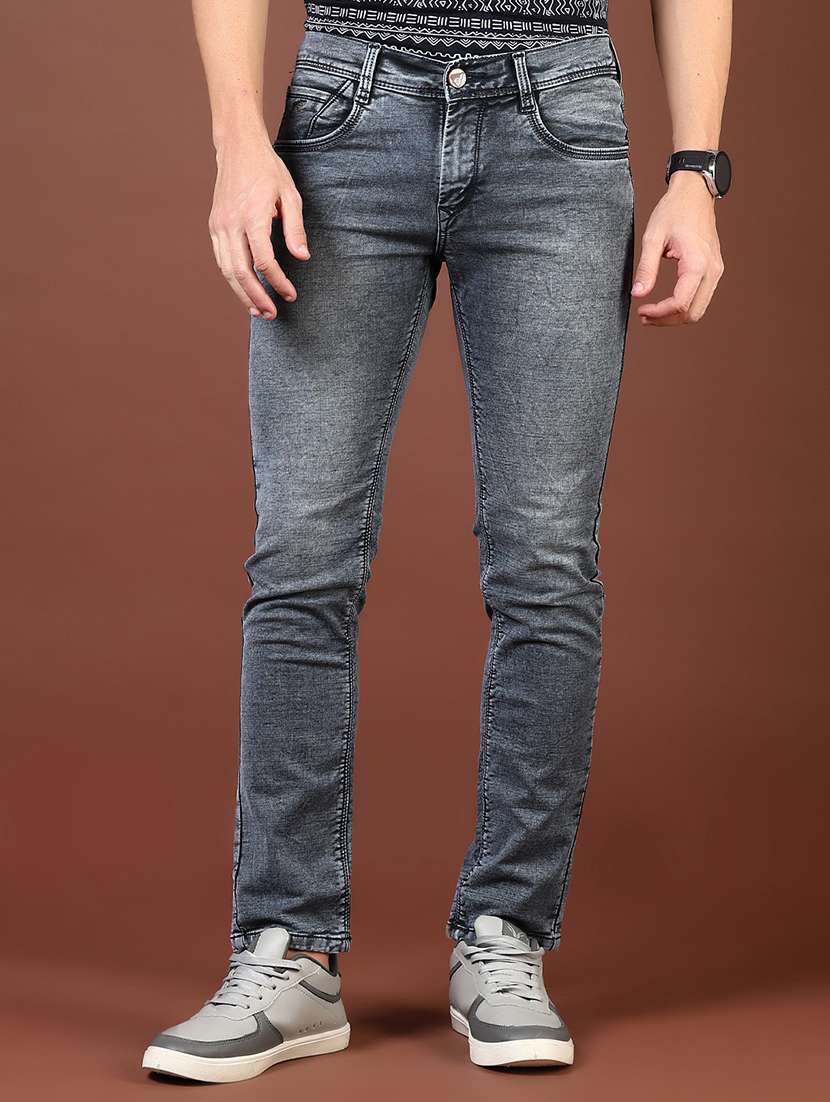 men washed mid rise full length denim jeans - 21855340 -  Standard Image - 1