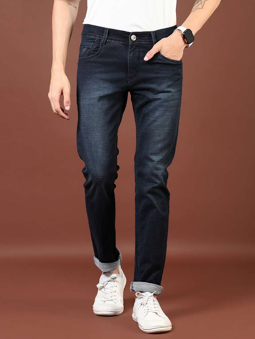 men washed mid rise full length denim jeans - 21855343 - Standard Image - 1