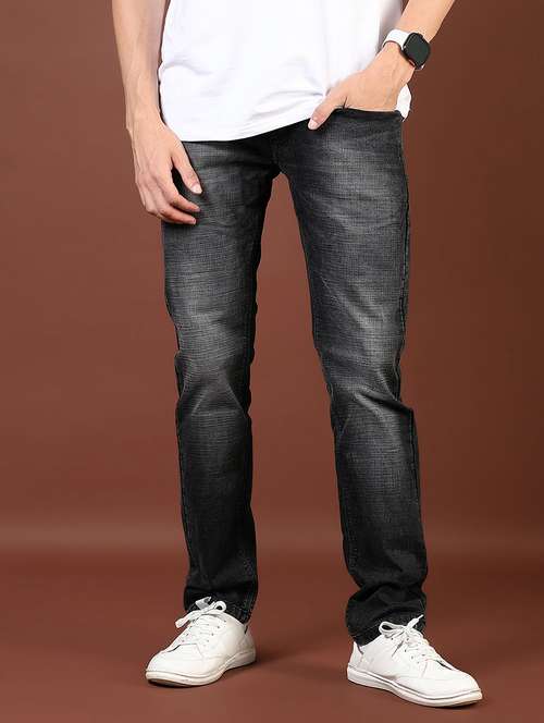 men washed mid rise full length denim jeans - 21855345 -  Standard Image - 0