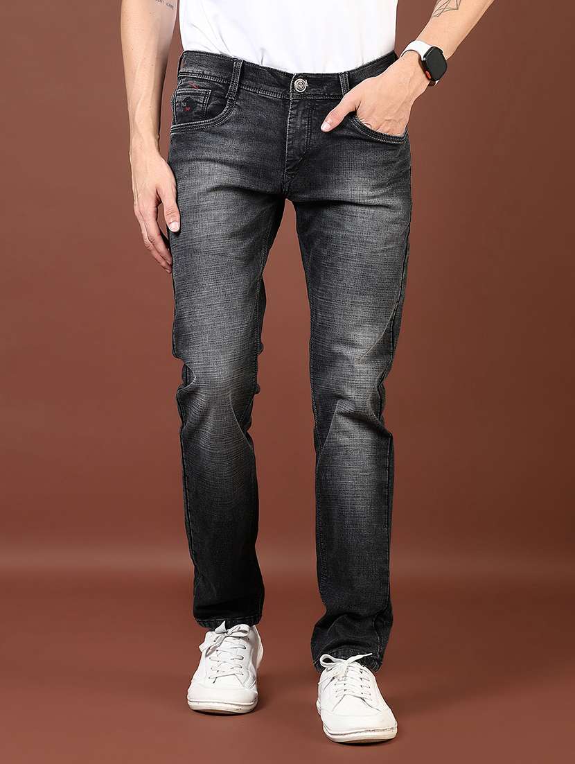 men washed mid rise full length denim jeans - 21855345 - Standard Image - 1