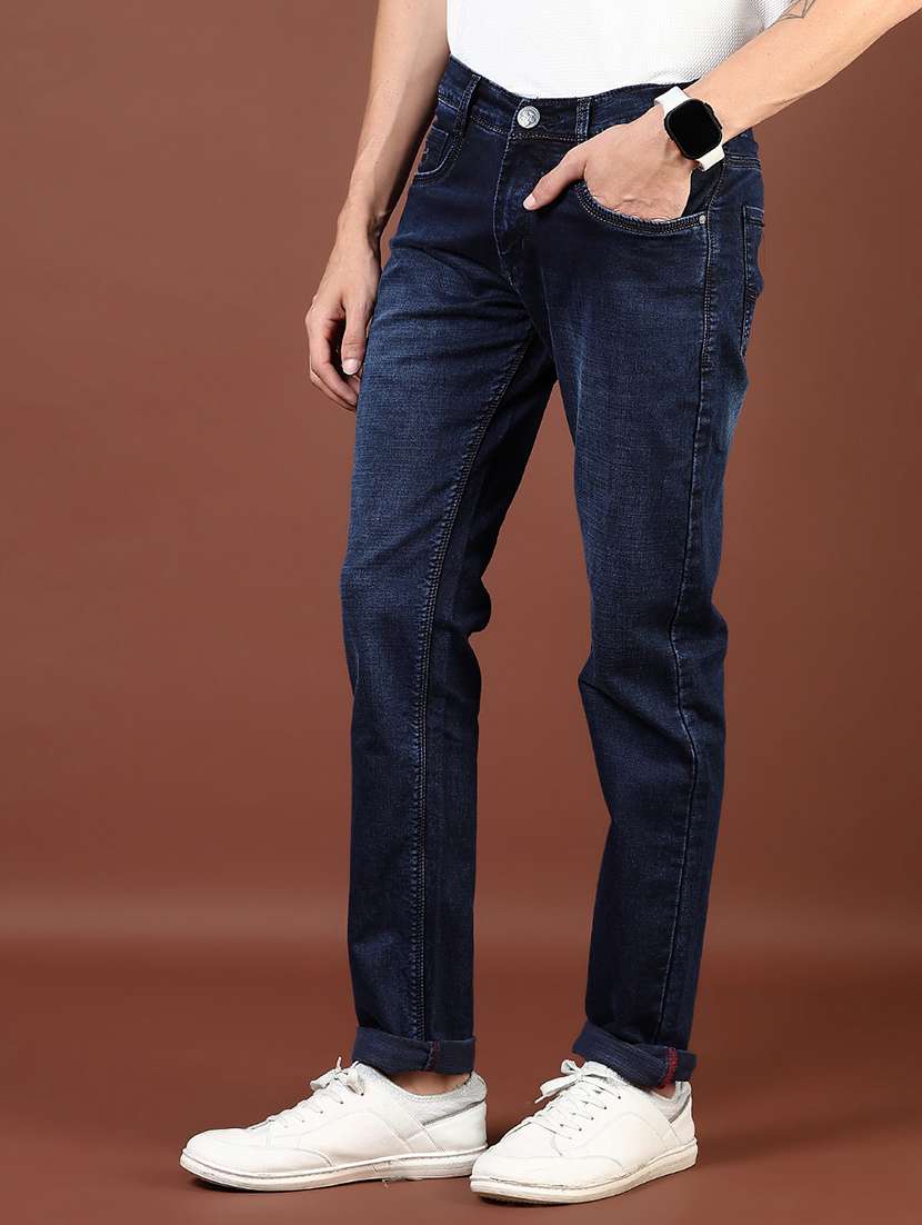 men washed mid rise full length denim jeans - 21855349 - Standard Image - 1
