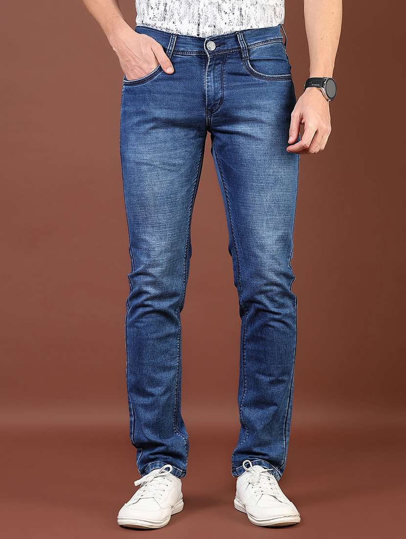 men washed mid rise full length denim jeans - 21855350 -  Standard Image - 1