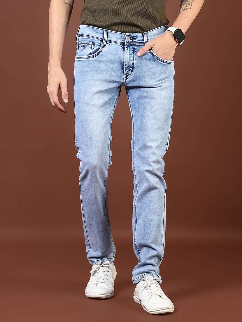 men washed mid rise full length denim jeans - 21855354 -  Standard Image - 1