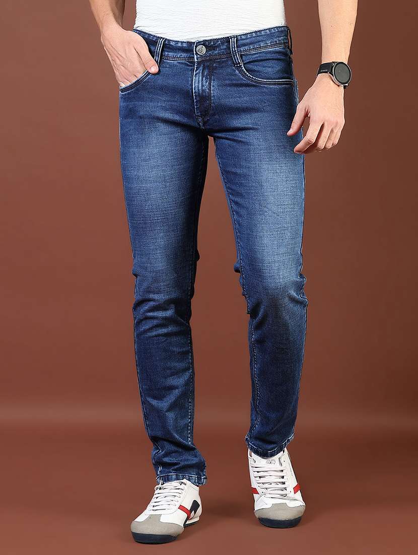 men washed mid rise full length denim jeans - 21855355 -  Standard Image - 1