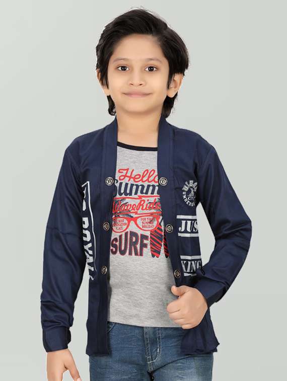 boys printed jacket with attached t-shirt