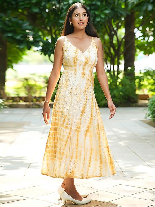 women tie & dye sleeveless fit & flare dress - 21855413 - Standard Image - 0