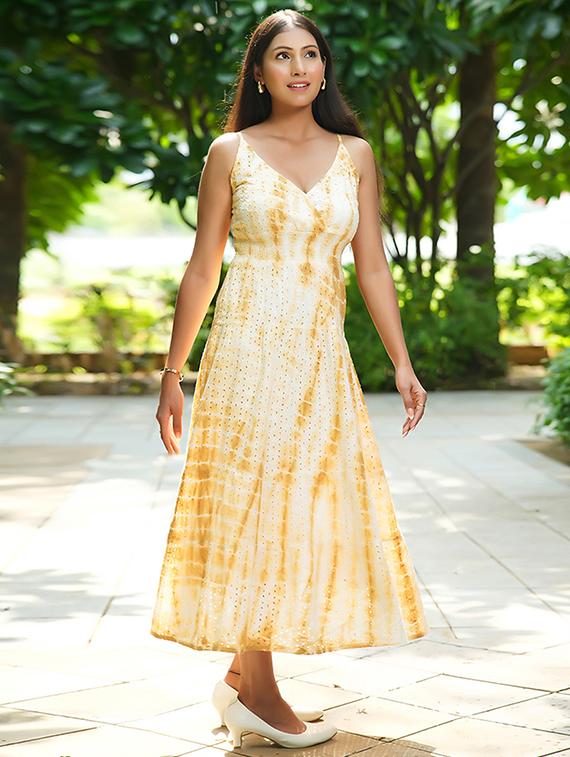 women tie & dye sleeveless fit & flare dress - 21855413 - Zoom Image - 0
