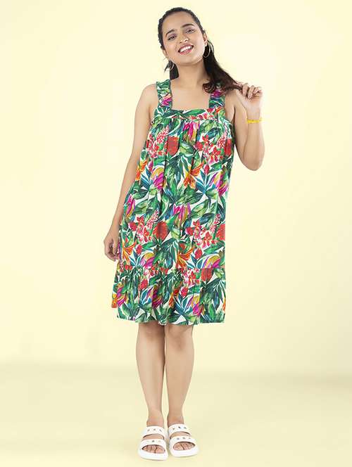 women plus size printed sleeveless tiered dress - 21855427 -  Standard Image - 0