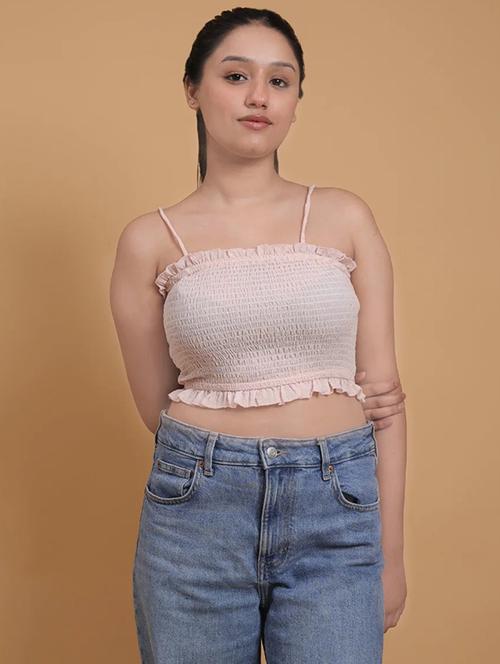 women shoulder strap smocked detailed crop top - 21855481 - Standard Image - 0