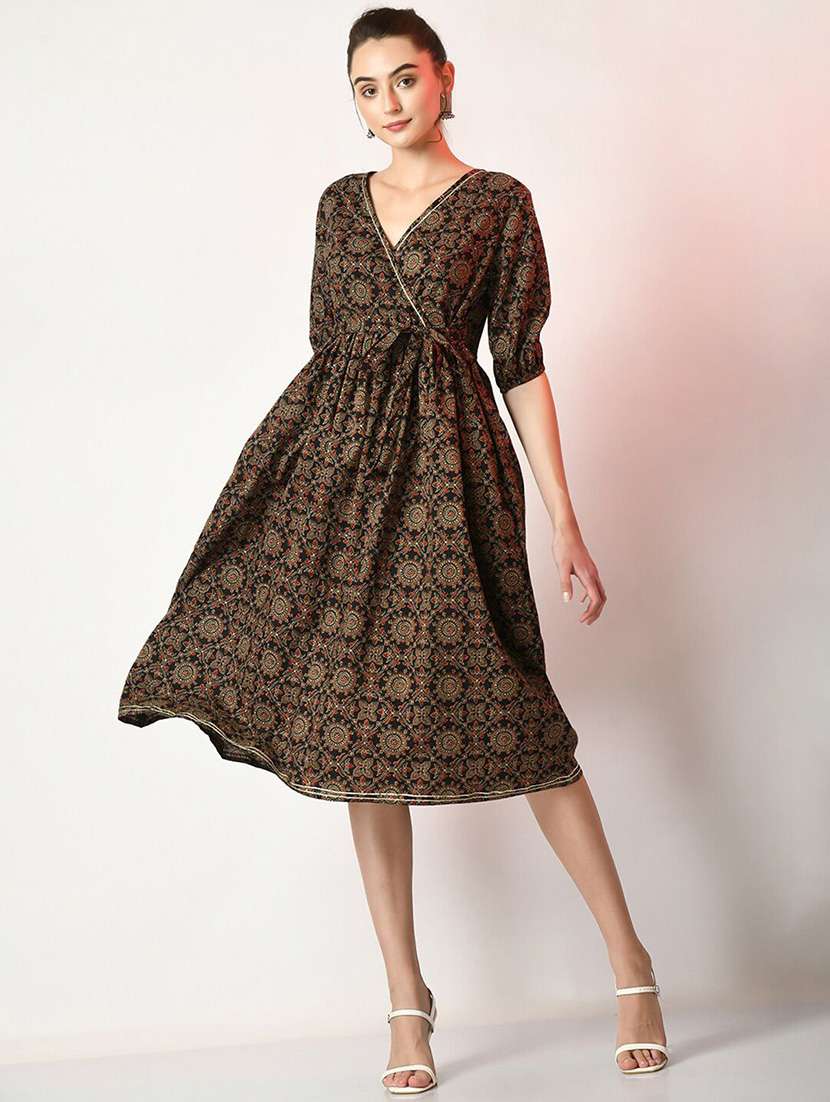 women black printed fit & flare ethnic dress - 21855510 -  Standard Image - 1