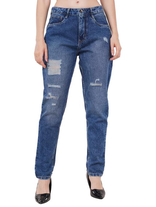 women distressed mid rise jean - 21855517 - Standard Image - 0
