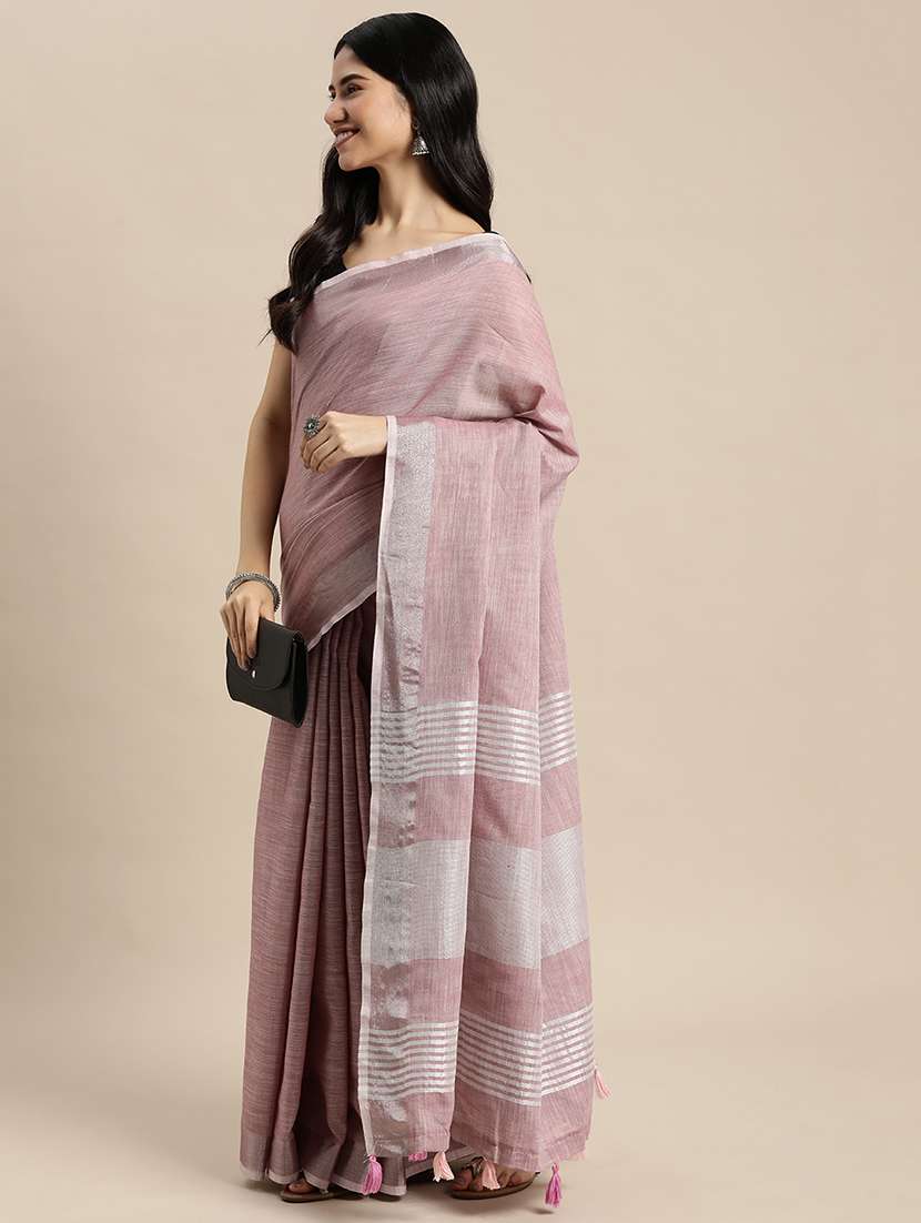 women mauve plain saree with blouse - 21855563 -  Standard Image - 1