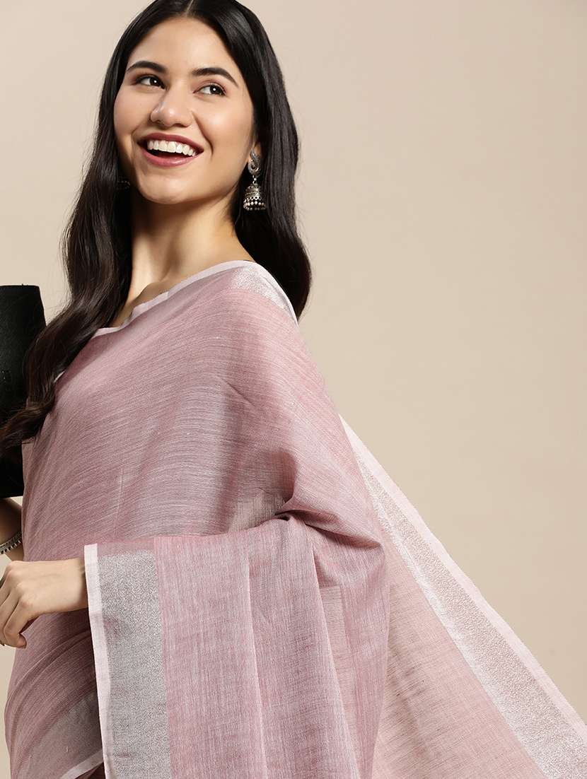 women mauve plain saree with blouse - 21855563 -  Standard Image - 4