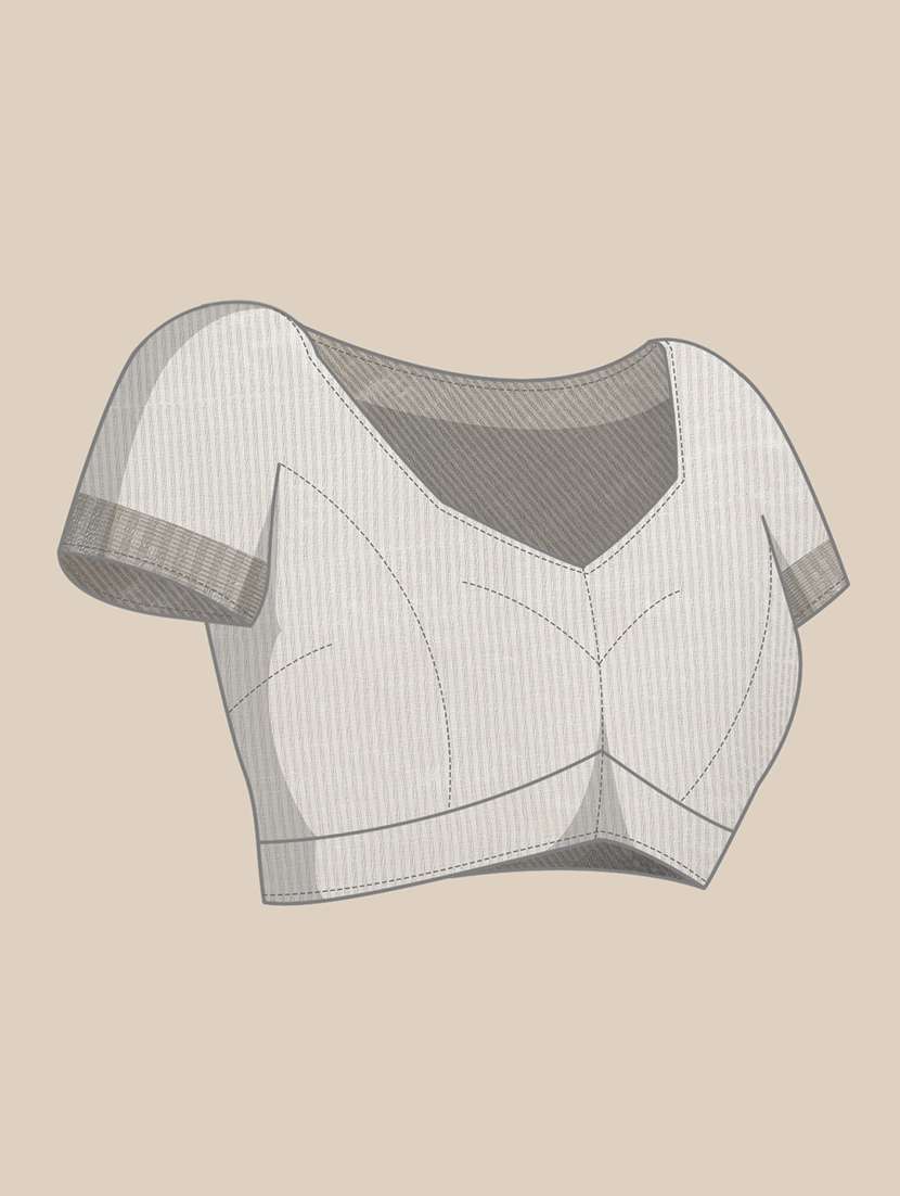 women off white plain saree with blouse - 21855565 -  Standard Image - 6