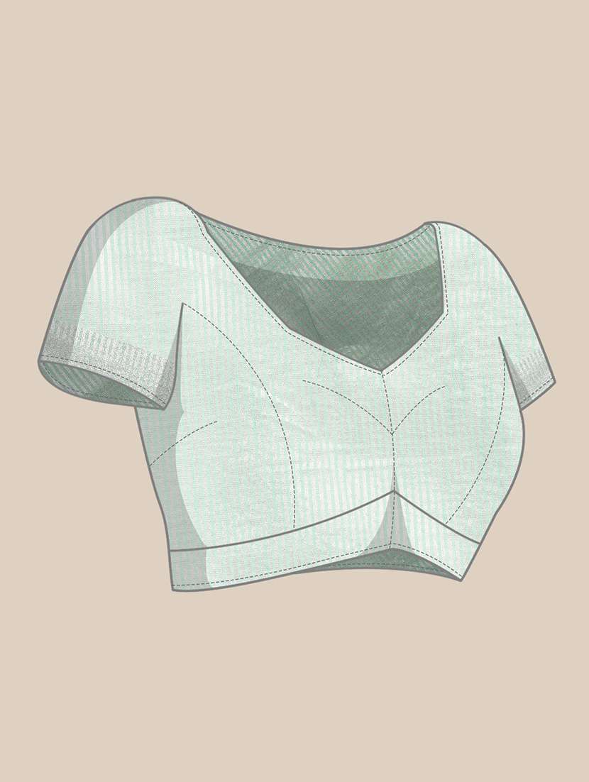 women turquoise plain saree with blouse - 21855570 -  Standard Image - 6