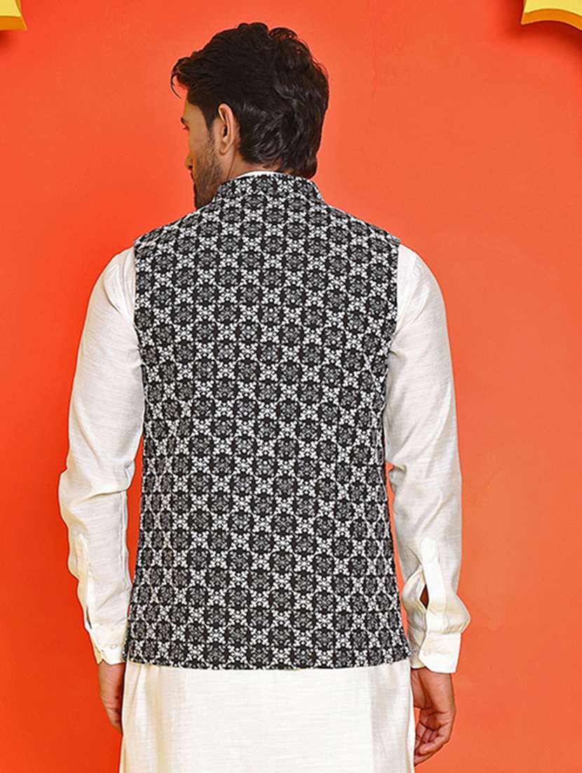 men embroidered mandarin neck nehru jacket - 21855578 -  Standard Image - 1