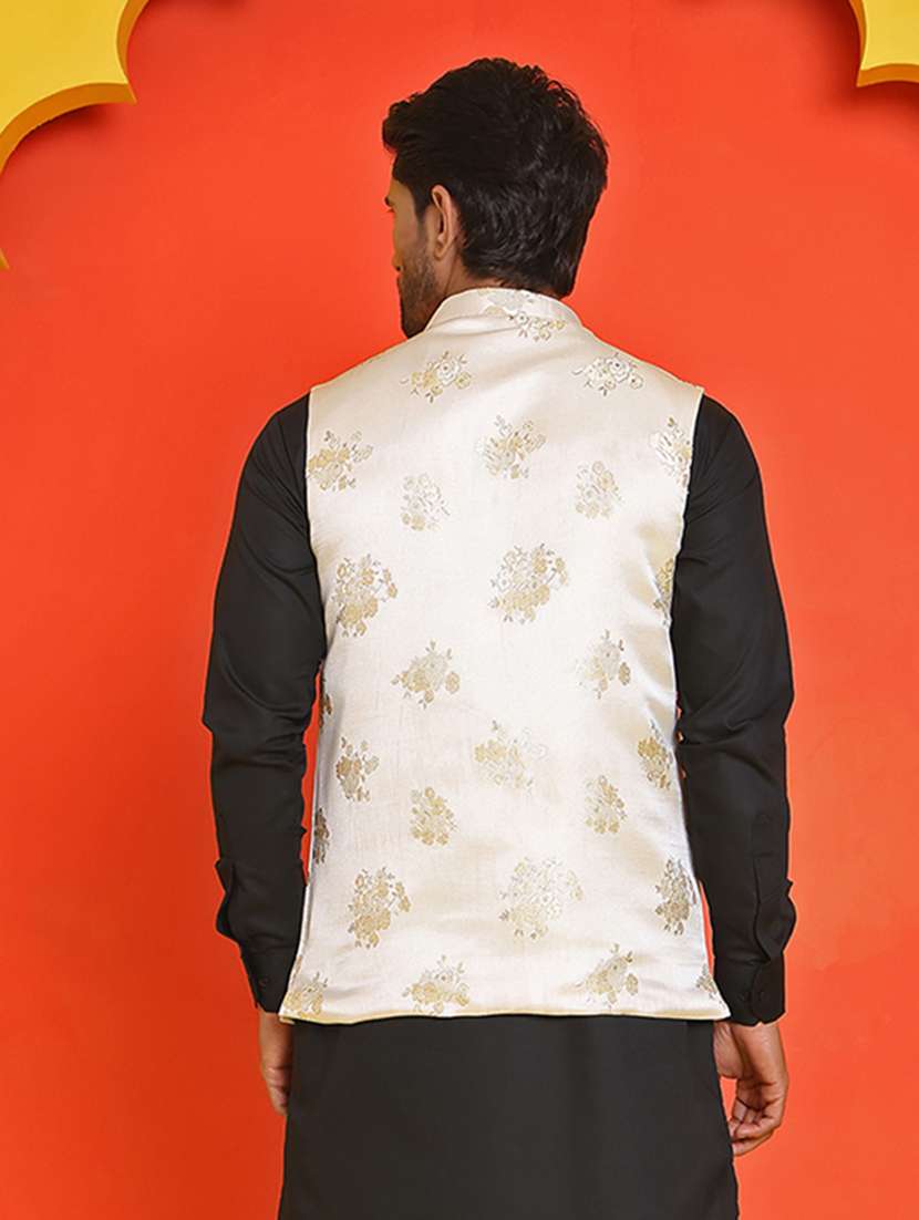 men embroidered mandarin neck nehru jacket - 21855585 -  Standard Image - 4