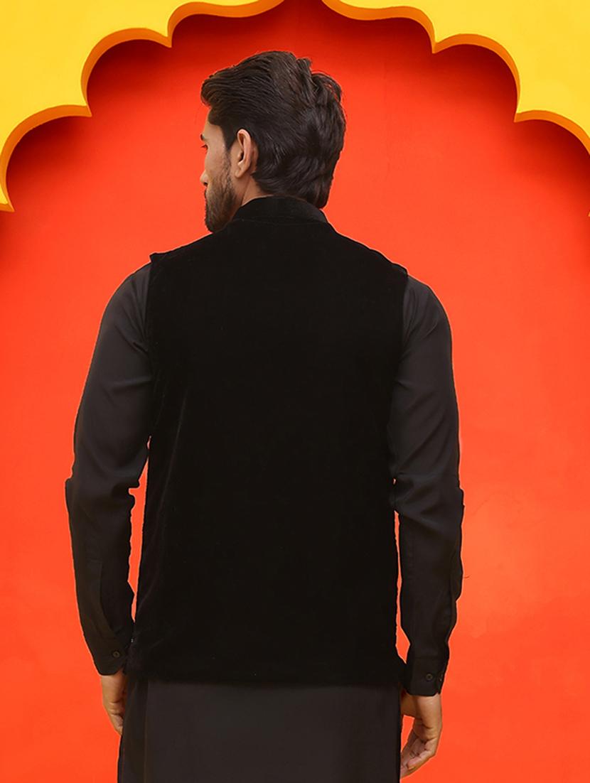 men embroidered mandarin neck nehru jacket - 21855596 - Standard Image - 4