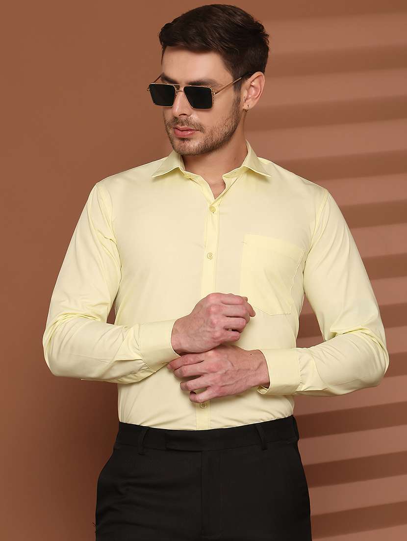 men solid long sleeve regular fit formal shirt