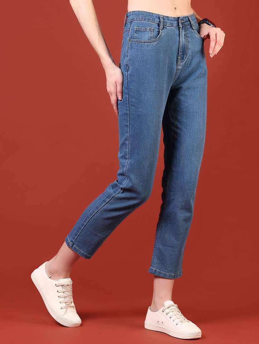 women solid mid rise ankle length jeans - 21862404 - Standard Image - 1