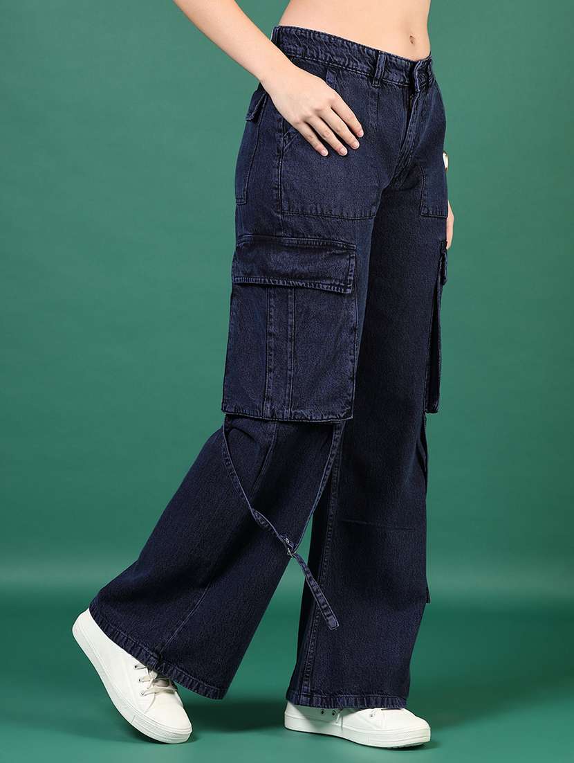 women solid mid rise relaxed fit cargo - 21862409 -  Standard Image - 1