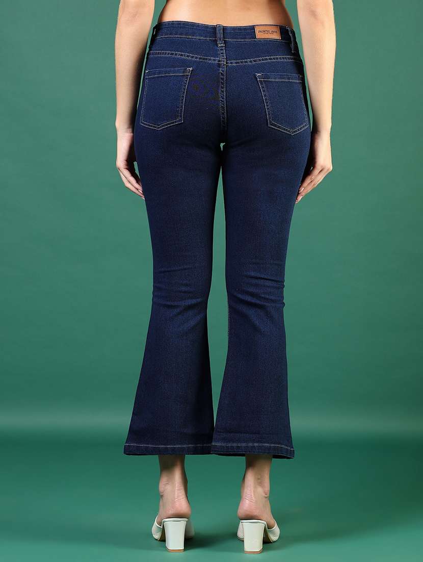 women navy blue solid mid rise bootcut jeans - 21862426 -  Standard Image - 4