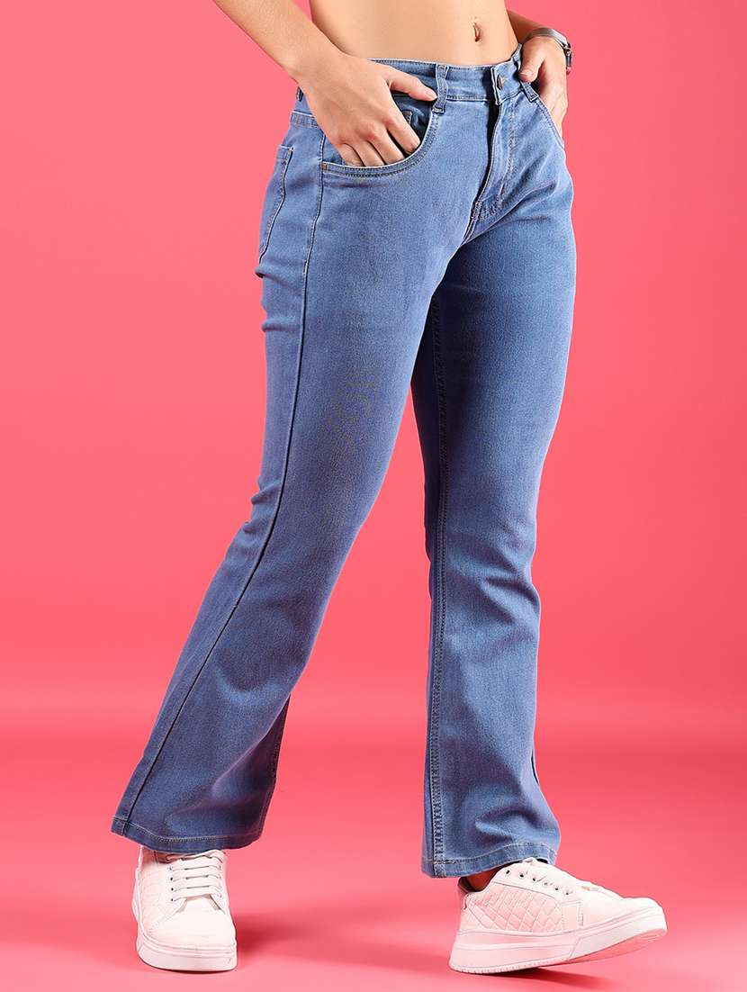 women blue solid mid rise bootcut jeans - 21862427 -  Standard Image - 1