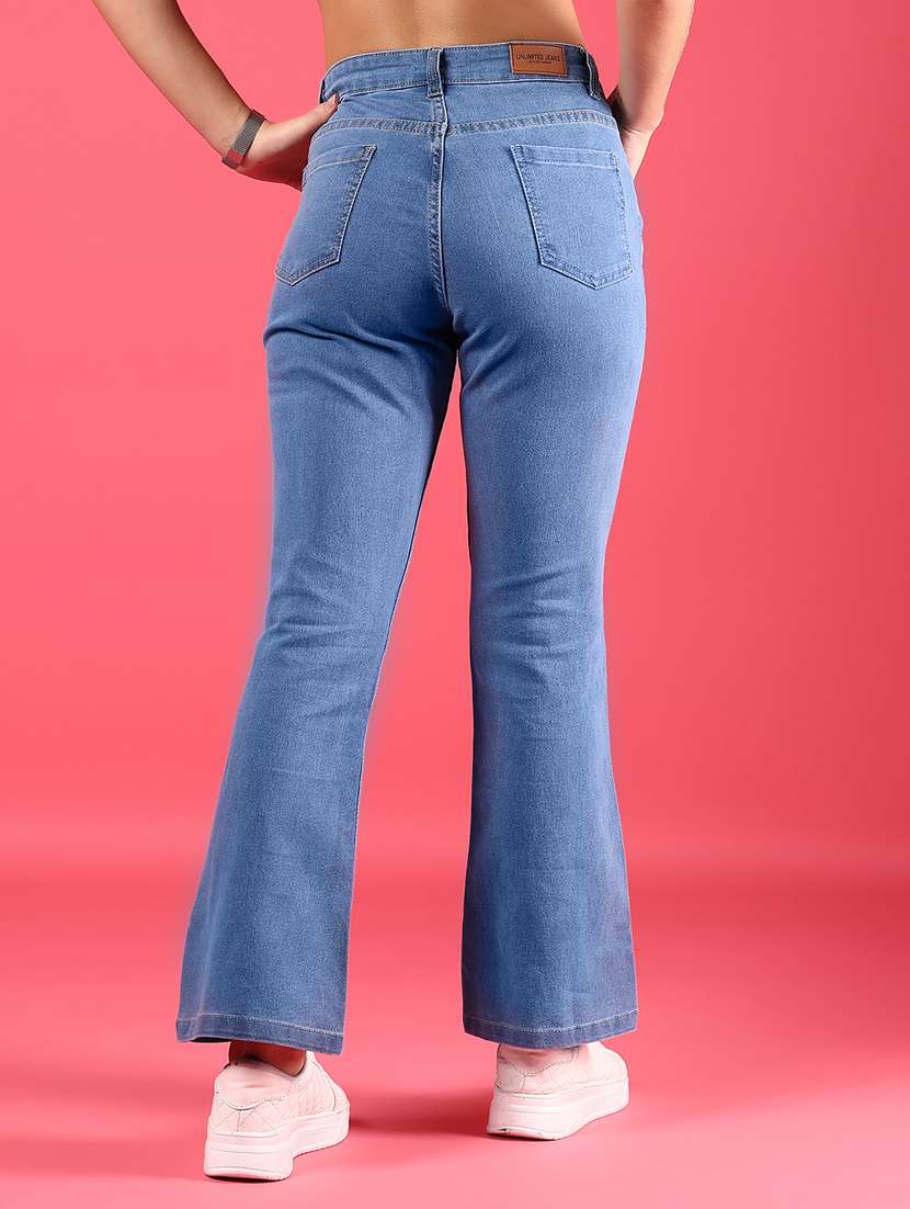 women blue solid mid rise bootcut jeans - 21862427 - Standard Image - 4