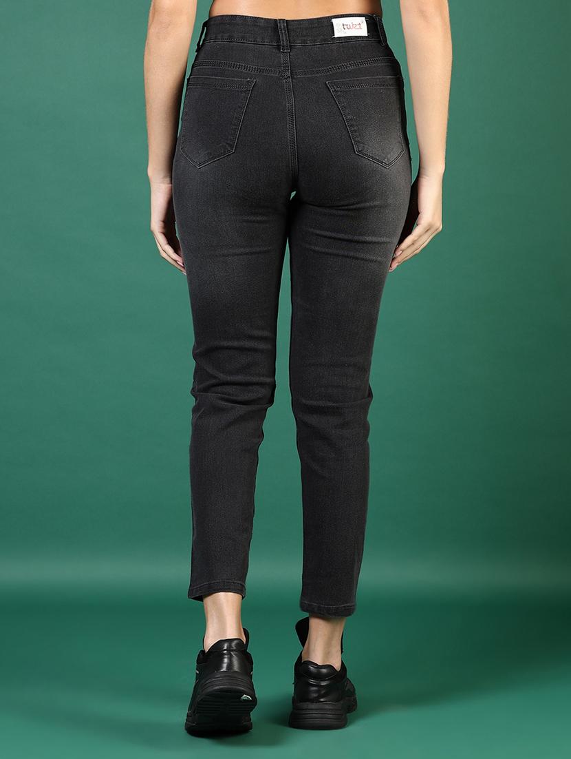 women black high rise ankle length slim fit jeans - 21862434 - Standard Image - 4