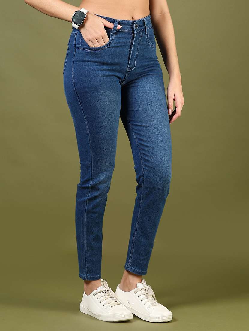 women solid high rise slim fit jeans - 21862435 -  Standard Image - 1