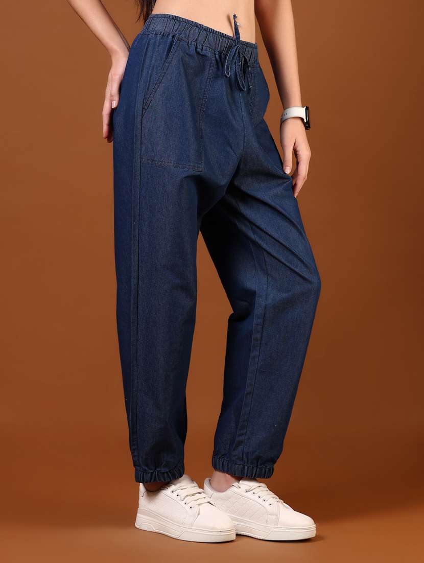 women solid mid rise relaxed fit jogger - 21862438 -  Standard Image - 1