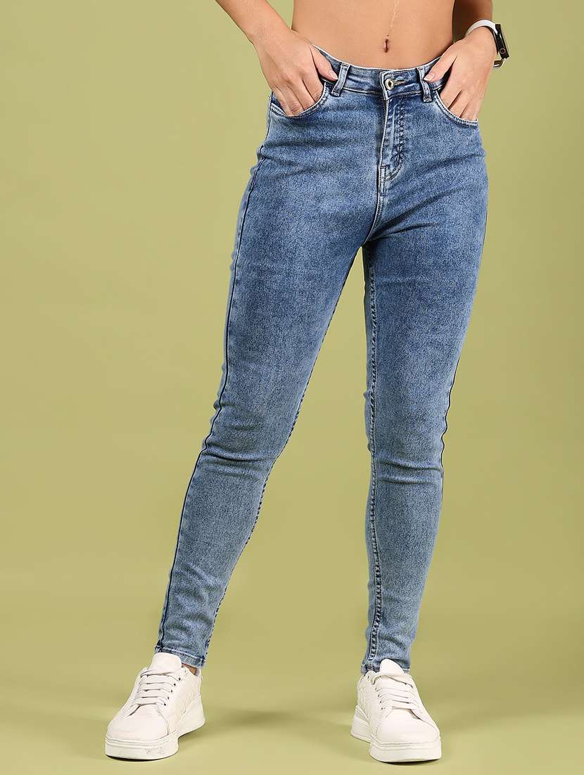 women solid mid rise skinny fit jean