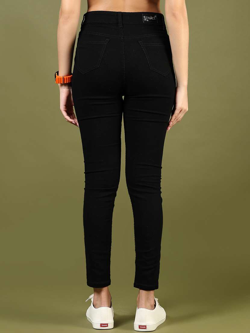 women solid high rise slim fit jean - 21862445 - Standard Image - 4
