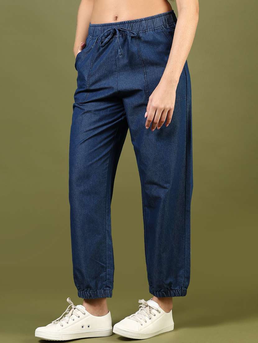women solid mid rise relaxed fit jogger - 21862447 -  Standard Image - 1