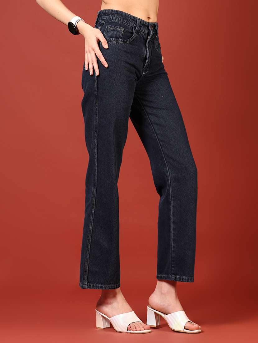 women navy blue solid mid rise ankle length jeans - 21862448 -  Standard Image - 1