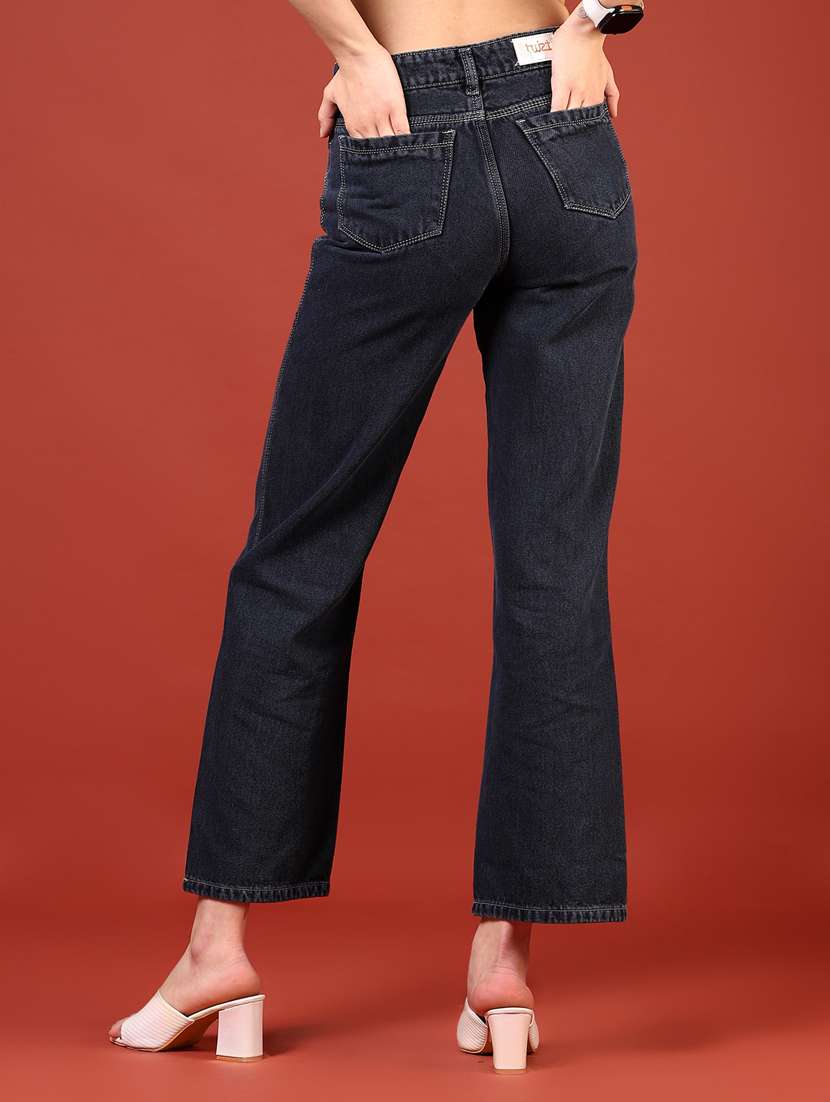 women navy blue solid mid rise ankle length jeans - 21862448 -  Standard Image - 4