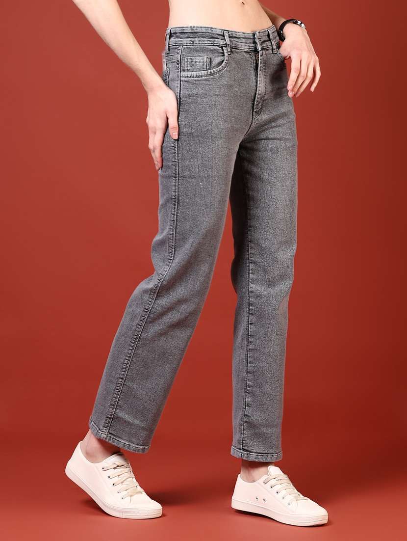women grey solid mid rise ankle length jeans - 21862451 - Standard Image - 1