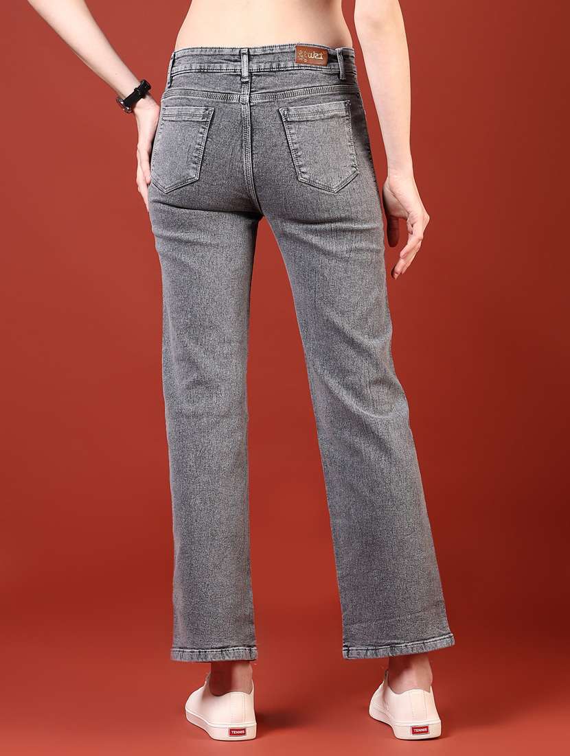 women grey solid mid rise ankle length jeans - 21862451 - Standard Image - 4