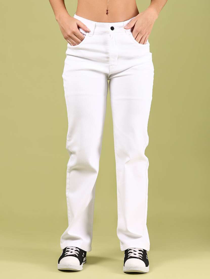 women solid mid rise straight fit jeans - 21862455 -  Zoom Image - 0