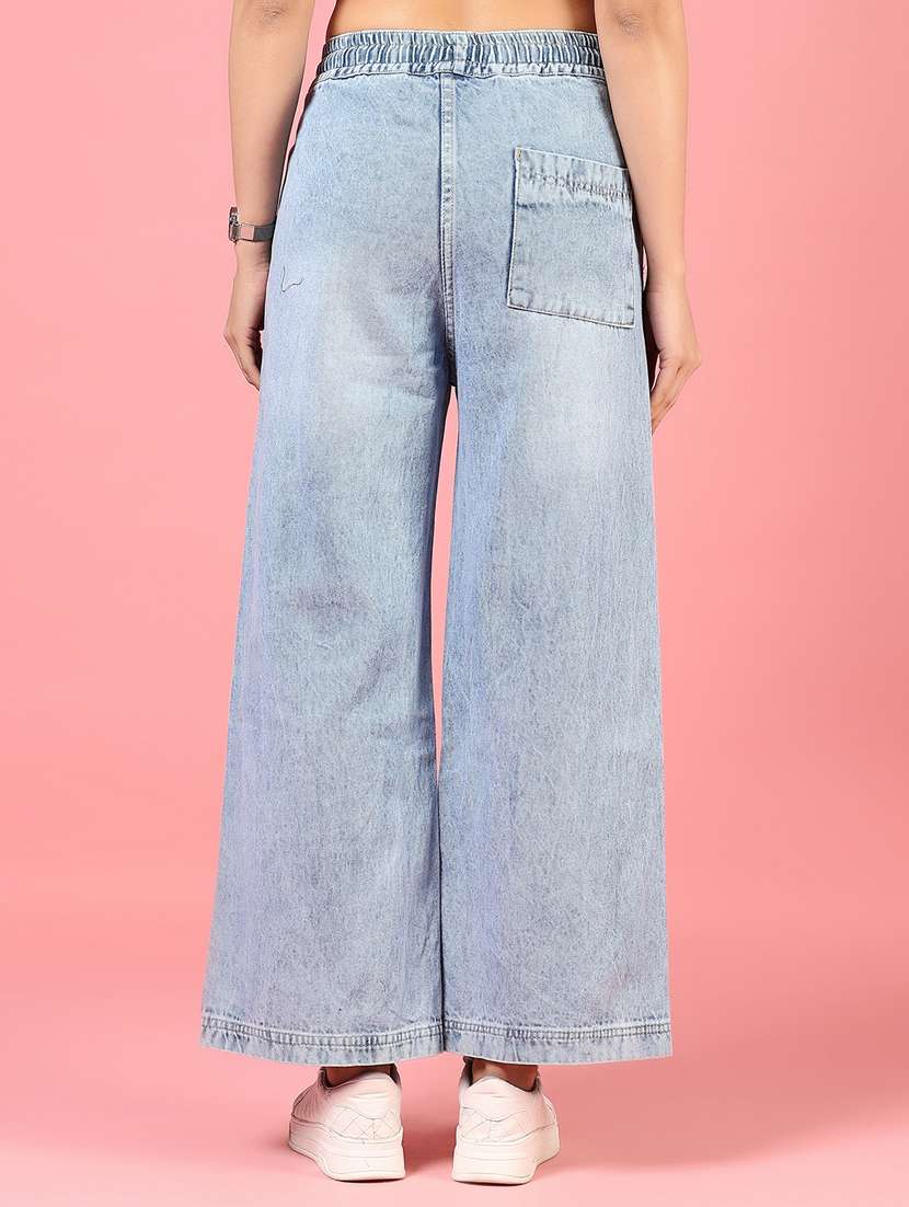 women solid high rise wide leg jean - 21862460 -  Standard Image - 4