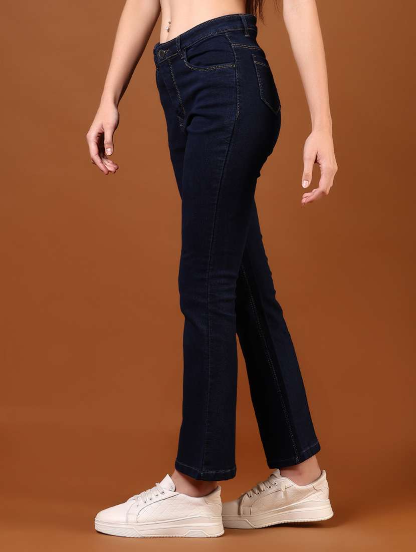 women navy blue solid mid rise bootcut jeans - 21862466 -  Standard Image - 1