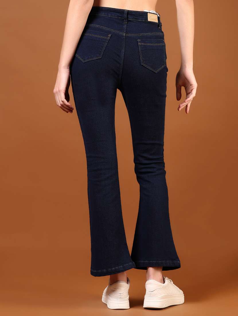 women navy blue solid mid rise bootcut jeans - 21862466 -  Standard Image - 4