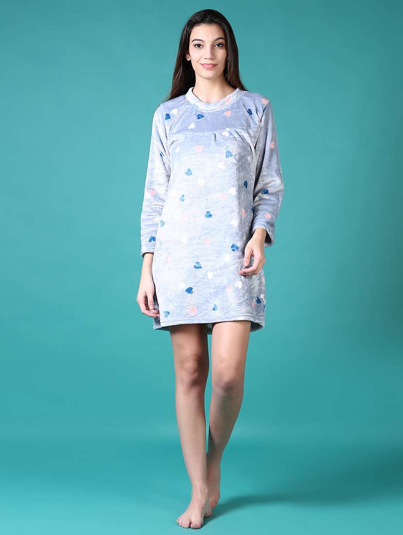 women printed long sleeve sleepshirt