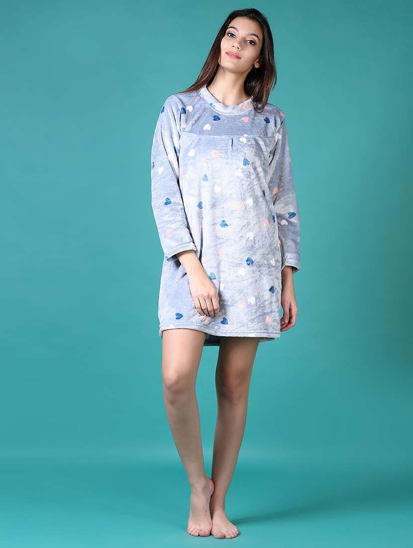 women printed long sleeve sleepshirt - 21863063 - Standard Image - 1