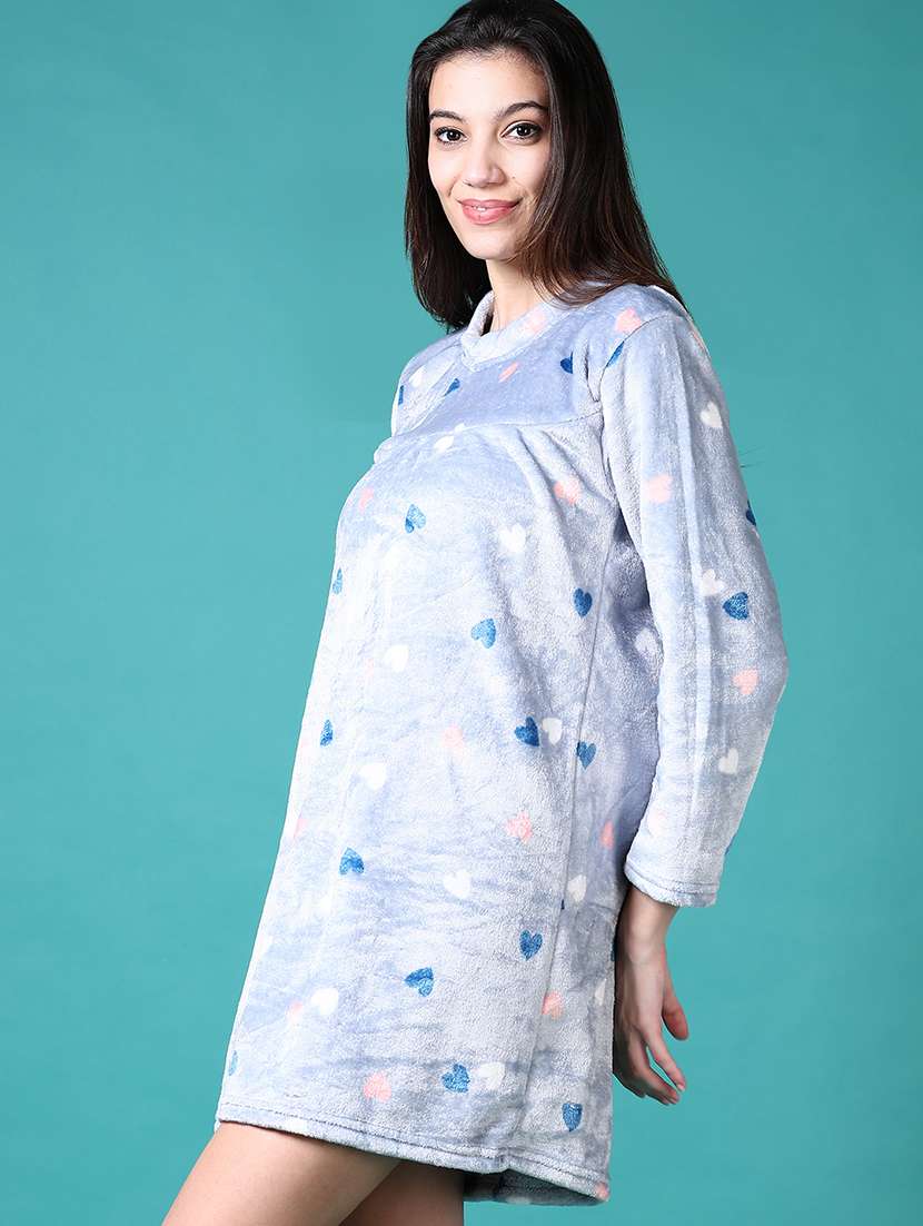 women printed long sleeve sleepshirt - 21863063 - Standard Image - 4