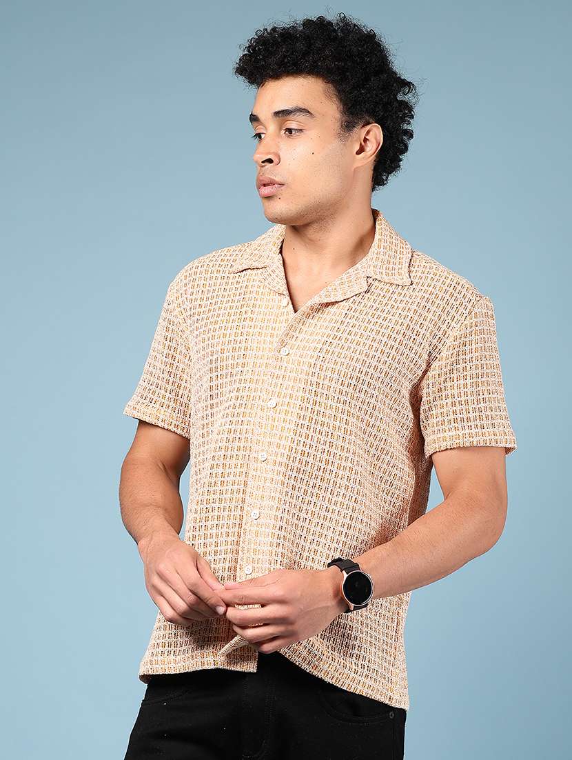 men self design short sleeve regular fit casual shirt - 21863109 -  Standard Image - 1