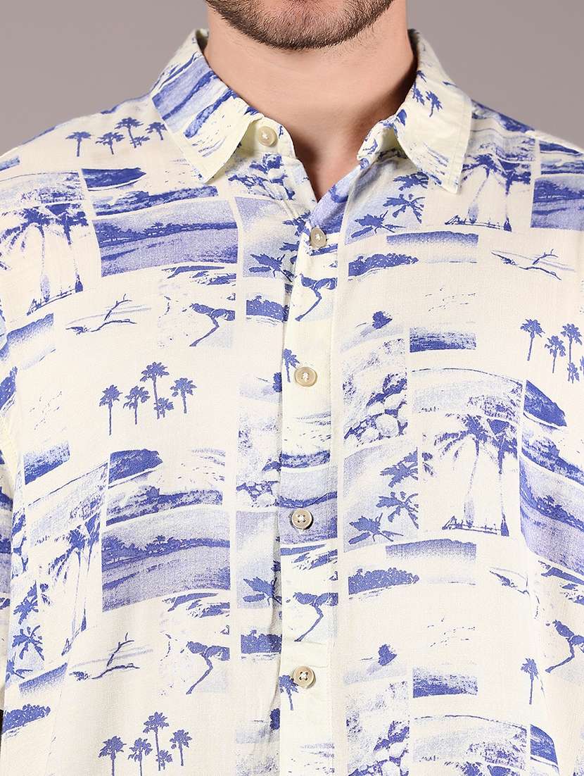 men printed collaerd short sleeve casual shirt - 21863115 -  Standard Image - 4